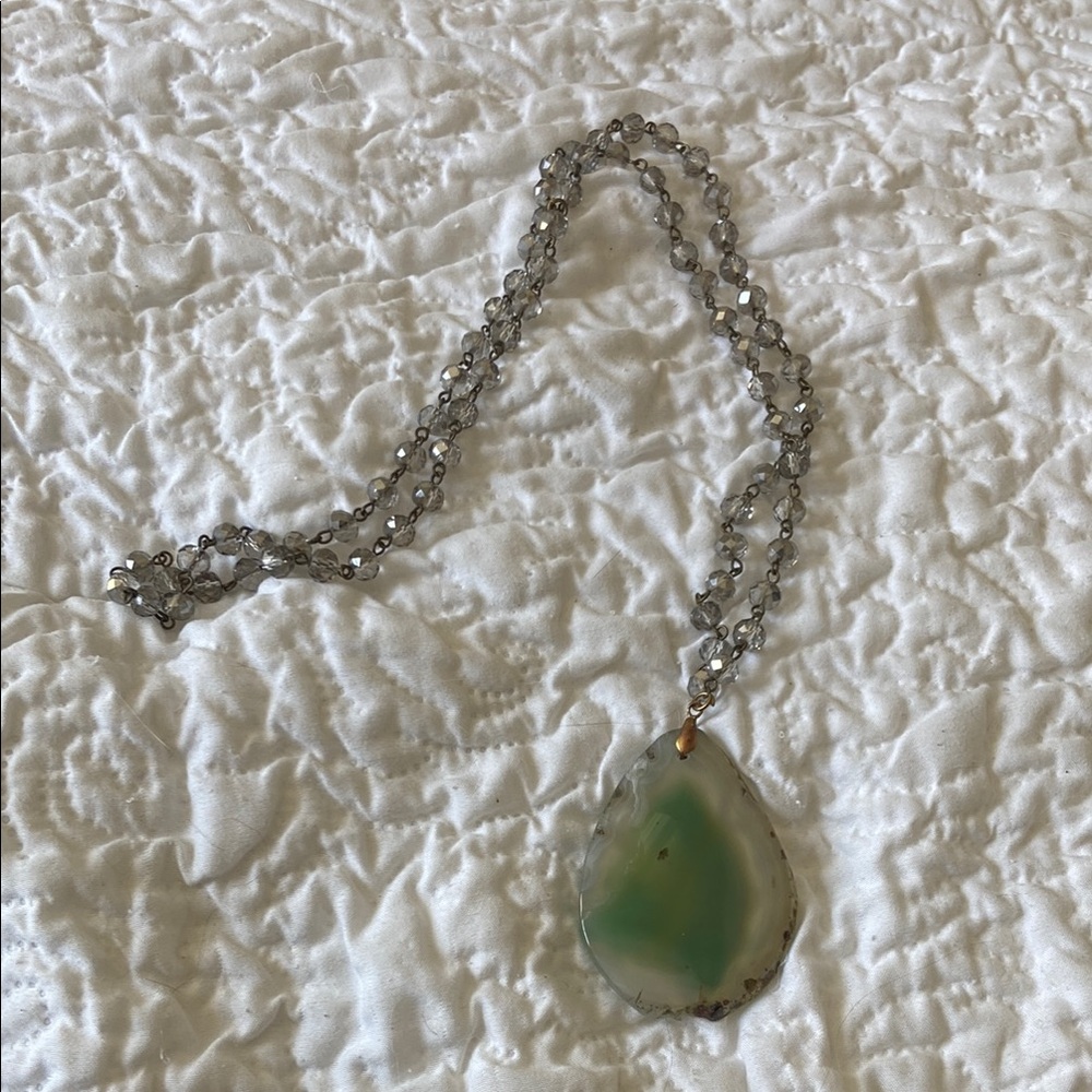Custom Made Agate Slice Green Necklace